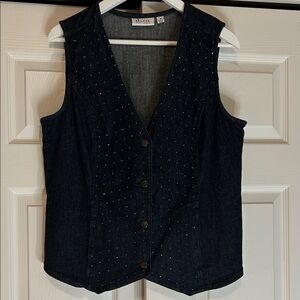 Denim&Co Dark Denim Stud Detailing Vest Size Medium